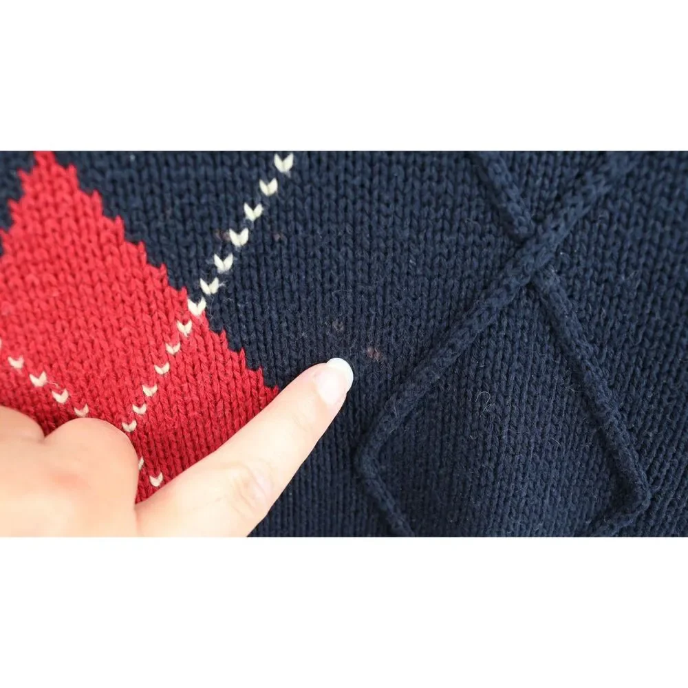 Woods & Gray Mens Argyle Knit Sweater Size XL Blue Red Thick Diamond